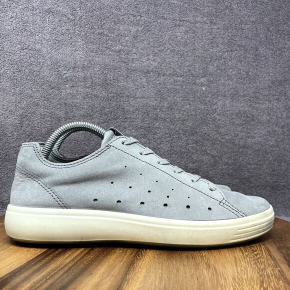 Ecco Soft 7 Shoes Womens EU 40 US 9 Gray Nubuck Comfort Cap Toe Low Top Sneakers - Picture 1 of 9